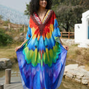 Vestido de punto hecho a mano con aberturas laterales y estampado, vestido de playa de cobertura para mujer