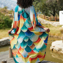 Vestido de punto hecho a mano con aberturas laterales y estampado, vestido de playa de cobertura para mujer
