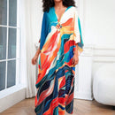 Vestido de punto hecho a mano con aberturas laterales y estampado, vestido de playa de cobertura para mujer