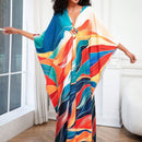 Vestido de punto hecho a mano con aberturas laterales y estampado, vestido de playa de cobertura para mujer