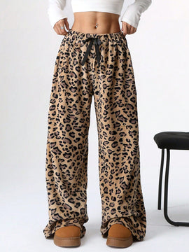 Ezwear pantalones de felpa de unicolor para mujer, para otono/invierno
