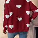 Essnce sueter de cardigan grueso y calido con patron de corazones verdes y blancos para mujer