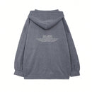 Dazy sudadera larga con capucha, holgada, con cordon y estampado de eslogan casual para mujer, otono