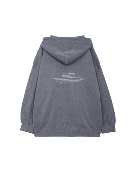 Dazy sudadera larga con capucha, holgada, con cordon y estampado de eslogan casual para mujer, otono
