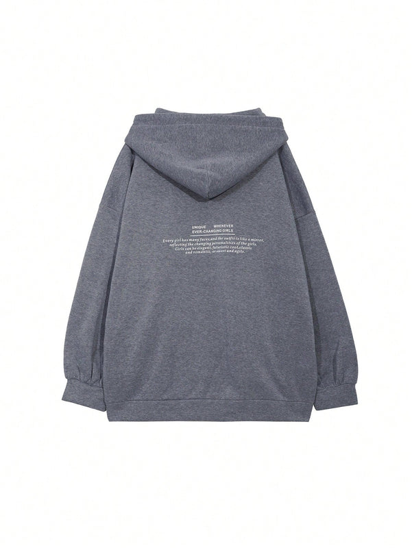 Dazy sudadera con capucha de manga larga con estampado de letras minimalista, uso diario informal