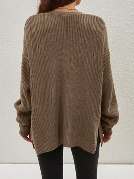 Cardigan holgado casual con abertura lateral y mangas tipo dolman, para primavera/otono