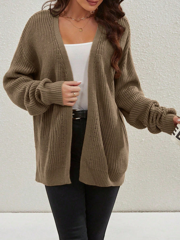 Cardigan holgado casual con abertura lateral y mangas tipo dolman, para primavera/otono