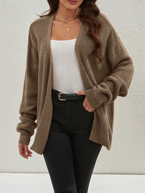 Cardigan holgado casual con abertura lateral y mangas tipo dolman, para primavera/otono