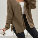 Cardigan holgado casual con abertura lateral y mangas tipo dolman, para primavera/otono