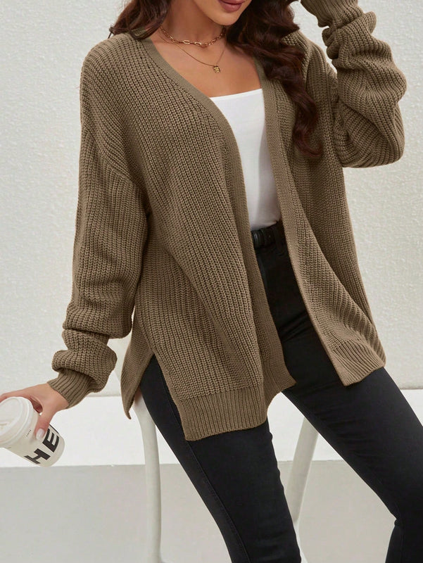 Cardigan holgado casual con abertura lateral y mangas tipo dolman, para primavera/otono