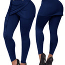 Lady pantalones casuales ajustados de unicolor 2 en 1 para mujer