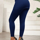 Lady pantalones casuales ajustados de unicolor 2 en 1 para mujer