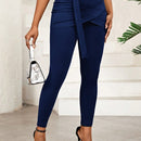 Lady pantalones casuales ajustados de unicolor 2 en 1 para mujer
