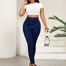 Lady pantalones casuales ajustados de unicolor 2 en 1 para mujer