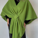 Clasi capa abrigo de lana asimetrica y holgada de diseno de moda de un solo color, para otono/invierno