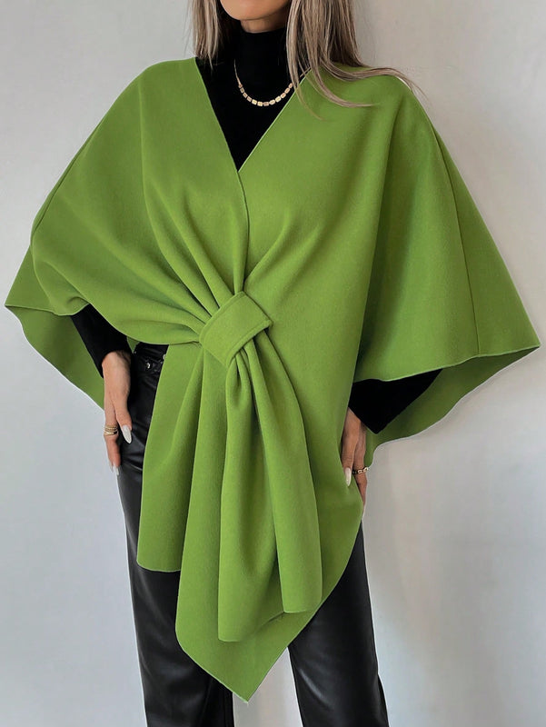 Clasi capa abrigo de lana asimetrica y holgada de diseno de moda de un solo color, para otono/invierno