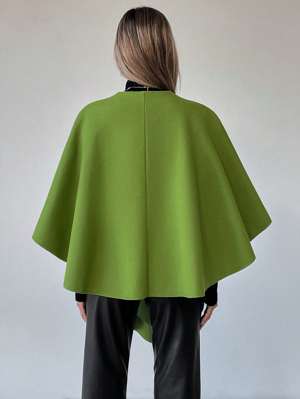 Clasi capa abrigo de lana asimetrica y holgada de diseno de moda de un solo color, para otono/invierno