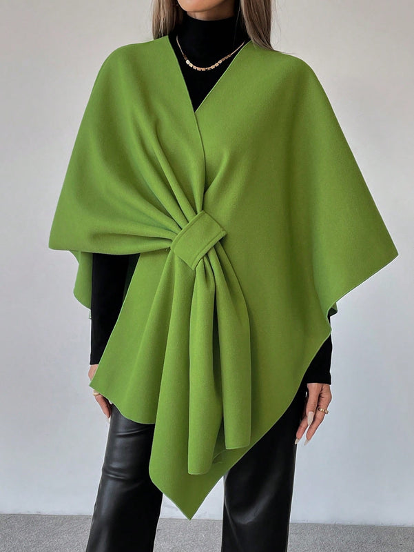 Clasi capa abrigo de lana asimetrica y holgada de diseno de moda de un solo color, para otono/invierno