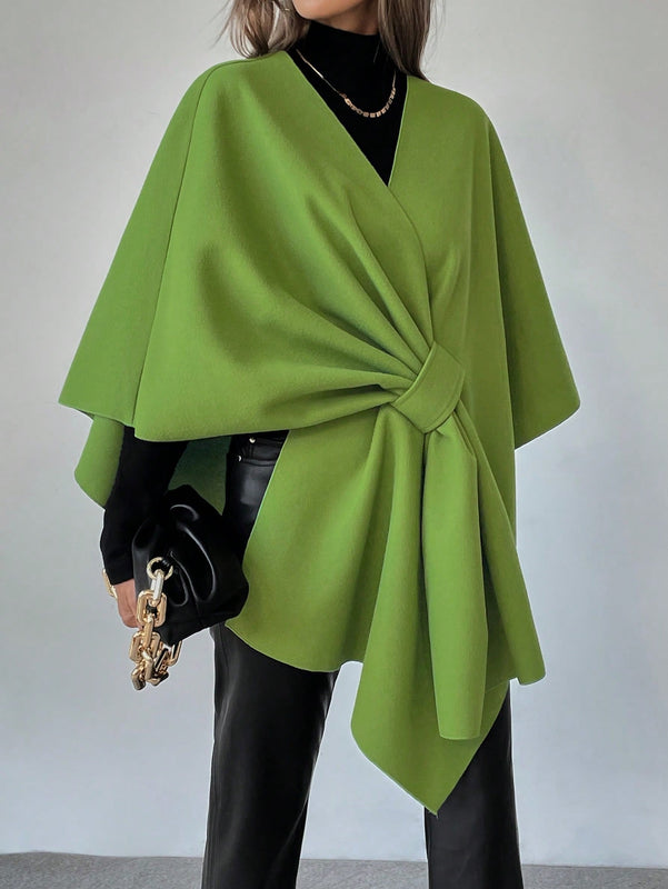 Clasi capa abrigo de lana asimetrica y holgada de diseno de moda de un solo color, para otono/invierno