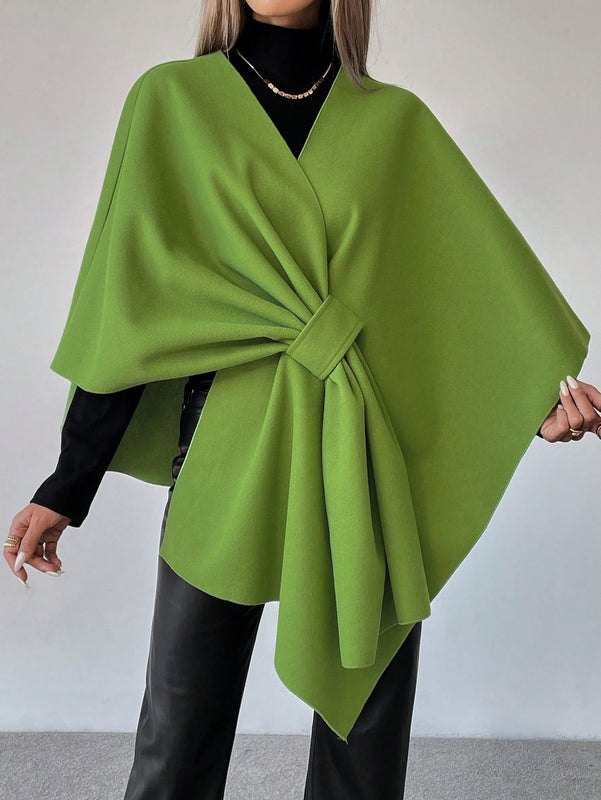 Clasi capa abrigo de lana asimetrica y holgada de diseno de moda de un solo color, para otono/invierno