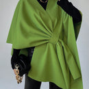 Clasi capa abrigo de lana asimetrica y holgada de diseno de moda de un solo color, para otono/invierno