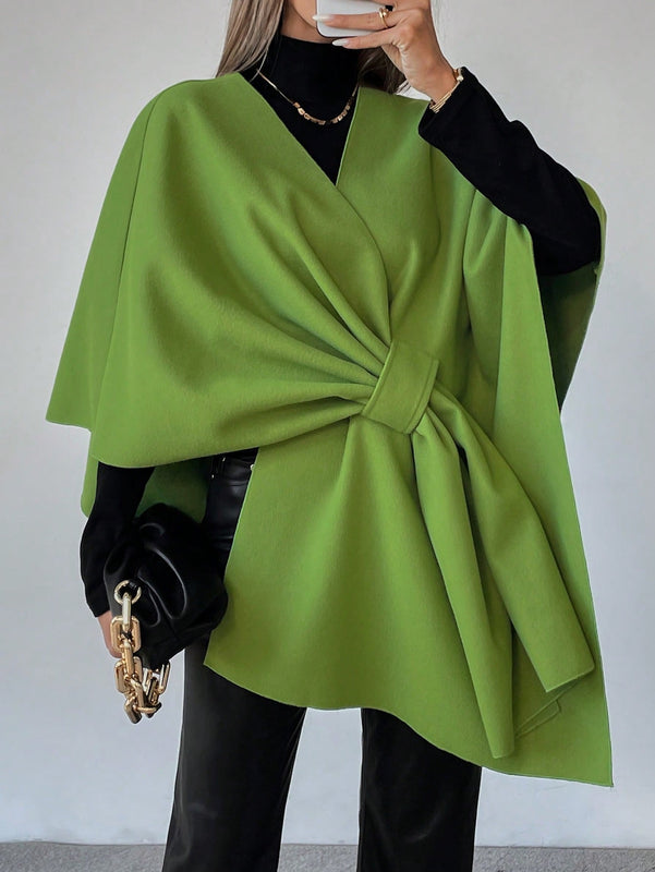 Clasi capa abrigo de lana asimetrica y holgada de diseno de moda de un solo color, para otono/invierno