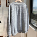 Comfortcana sudadera de cuello redondo para mujer de punto de gofre gris