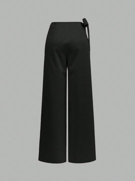 Prive pantalones anchos de cintura alta de apariencia de lino caqui para mujer