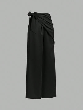 Prive pantalones anchos de cintura alta de apariencia de lino caqui para mujer