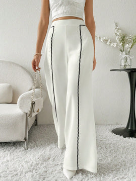 Modely pantalones casuales estilo minimalista de unicolor con patchwork para uso diario para mujeres