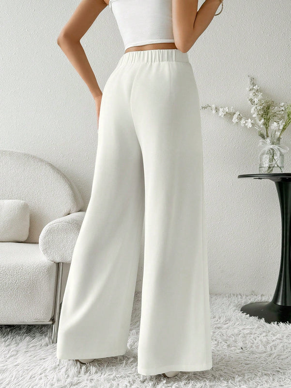 Modely pantalones casuales estilo minimalista de unicolor con patchwork para uso diario para mujeres