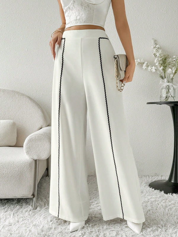 Modely pantalones casuales estilo minimalista de unicolor con patchwork para uso diario para mujeres