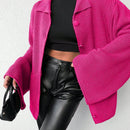 Cardigan de manga larga con botones y cuello para mujer, de estilo minimalista