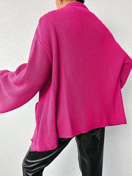 Cardigan de manga larga con botones y cuello para mujer, de estilo minimalista