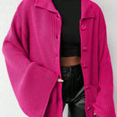 Cardigan de manga larga con botones y cuello para mujer, de estilo minimalista