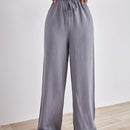 Tall pantalones largos de unicolor con cintura larga y cordon para mujeres altas