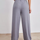Tall pantalones largos de unicolor con cintura larga y cordon para mujeres altas