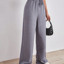 Tall pantalones largos de unicolor con cintura larga y cordon para mujeres altas