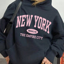 Essnce sudadera con capucha informal con cordon y estampa de letras, talla grande, para otono/invierno
