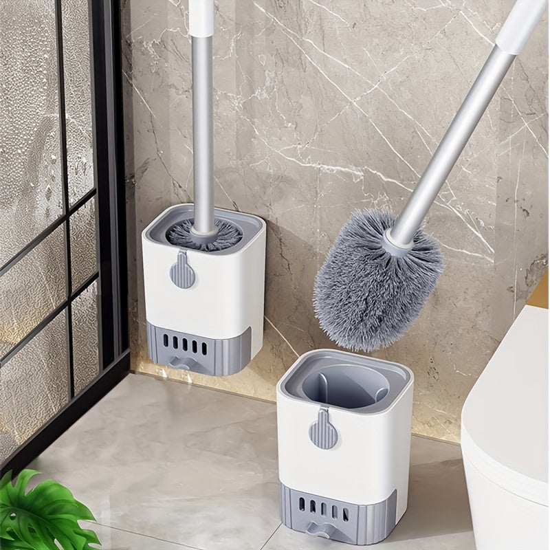Juego de 1 escobilla para inodoro de pared, con mango largo duradero, cerdas flexibles para limpieza profunda, sin rincones inalcanzables, diseño ahorrador de espacio, ideal para baños de hogar y hoteles