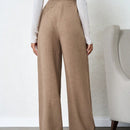 Tall pantalones de pierna ancha de lino beige para mujeres altas