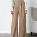 Tall pantalones de pierna ancha de lino beige para mujeres altas