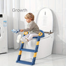 Asiento de Inodoro para Entrenamiento en el Baño Infantil con Escalera Plegable - Asistente de Seguridad Azul y Amarillo para Uso en el Baño