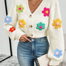 Essnce cardigan informal de mujer con botones delanteros y estampado de flores, apropiado para el uso diario en otono/invierno