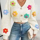 Essnce cardigan informal de mujer con botones delanteros y estampado de flores, apropiado para el uso diario en otono/invierno