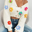 Essnce 1 pieza cardigan casual de manga larga con botones al frente y bordado floral