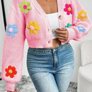 Essnce cardigan informal de mujer con botones delanteros y estampado de flores, apropiado para el uso diario en otono/invierno