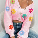 Essnce 1 pieza cardigan casual de manga larga con botones al frente y bordado floral