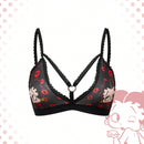 Betty boop | romwe 1 pieza sujetador acolchado inalambrico con decoracion de personaje de dibujos animados y estampado de labios con forma de corazon