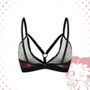 Betty boop | romwe 1 pieza sujetador acolchado inalambrico con decoracion de personaje de dibujos animados y estampado de labios con forma de corazon